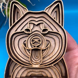 Akita Inu Dog 3D Mandala Wooden Head, Pet Portrait, Pet Memorial, Puppy Gifts, Puppy First Christmas, Dogs First Christmas, Dog Mama Gift