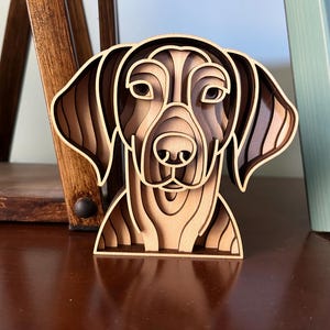 Mandala de madera de Braco Alemán: Decoración 3D para perros