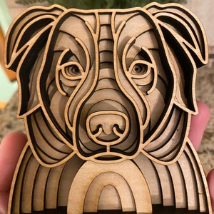 Australian Shepherd Dog 3D Wooden Mandala Head, Farm Life Decor, Dog Owner Gift, Dog Mom Gift, Pet Portrait, Dog Mama Gift, Dog Memorial