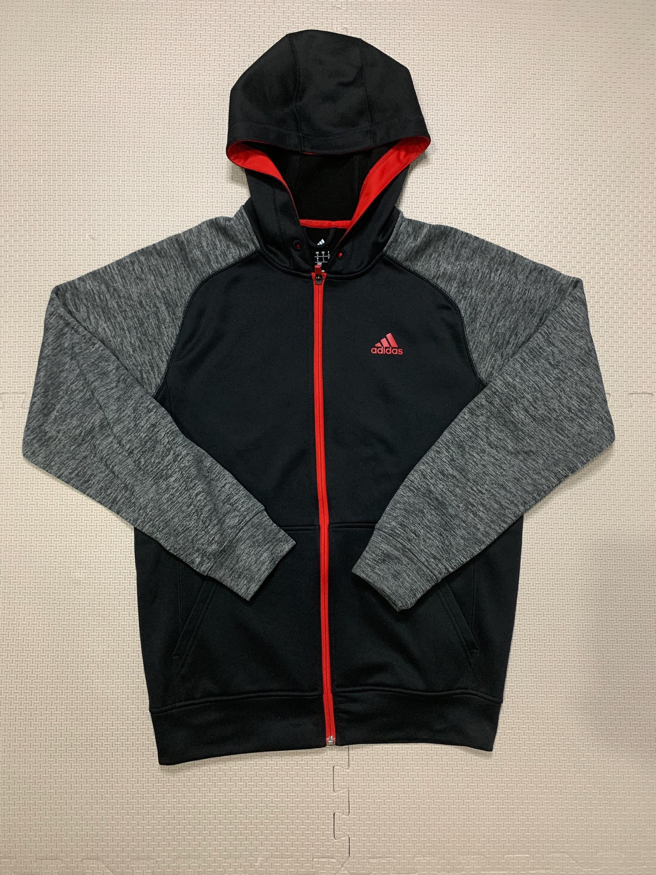 Adidas Men's Sweatshirt Jacket Red Black Size Large Hoodie Full Zip Outdoor