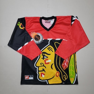 Vintage Nike Chicago Blackhawks NHL Hockey All Over Print Jersey Size L Men's