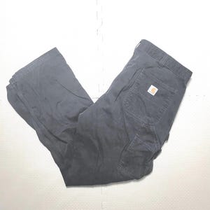 Carhartt Pants Men&#39;s 40x32 Black Relaxed Fit Carpenter Canvas Work Wear Outdoor