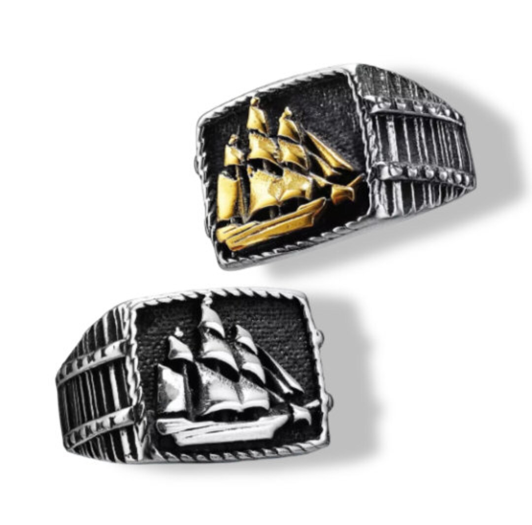 Sailboat Men Rings, Vintage Stainless Steel Ring With a Sailboat ...