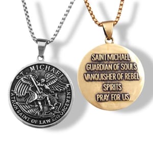 Archangel St.Michael Guardian Stainless Steel Men Necklaces Pendants Chain | Trendy for Boy Male Jewelry | Punk Necklace|st michael pendantt