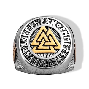 Nordic Mythology viking odin symbols Stainless Steel Ring | Nordic Ring | Mens Viking Ring | Viking Ring | Warrior Ring | Ancient Ring