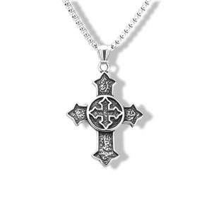 Cross Pendant Chain Punk Long Necklaces Pendants Skull Stainless Steel |skull cufflinks | Simple Cross Men Necklace | Religious Necklace