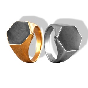 Black onyx Signet Ring | Hexagon Rhombus Black onyx Ring | Men onyx ring |Gold Silver Luxury Signet Ring for men |Rings for men| Signet ring