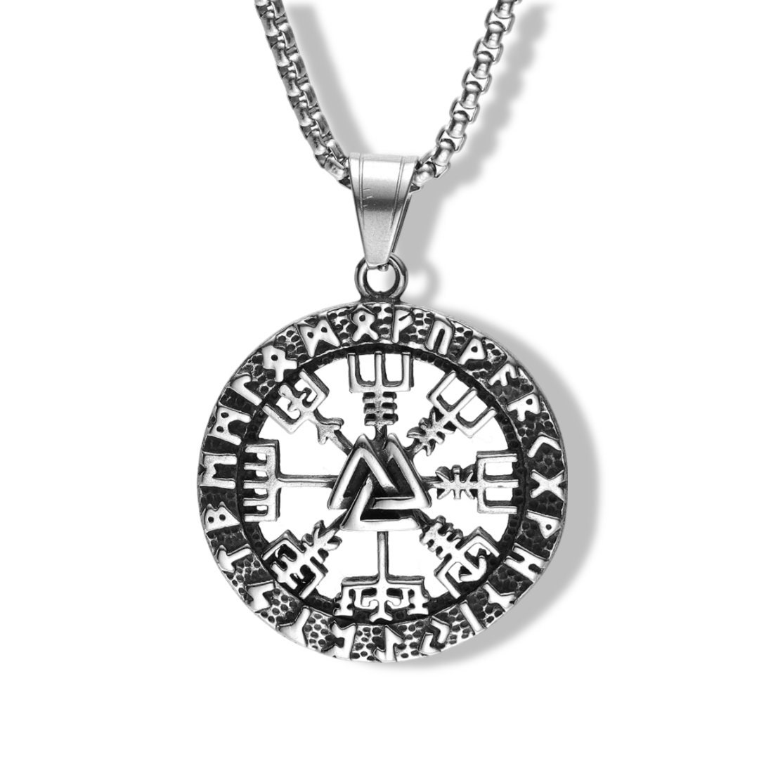 Dimond Triangle Rune Viking Pirate Triangle Runes Men Necklaces Pendant Stainless Steel ...