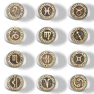 Bague astrologie | Bague constellation | Bague signe du zodiaque | Bague Sagittaire Scorpion | Bagues femme homme en acier inoxydable douze constellations
