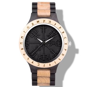 Viking Watch | Best gift for Viking lovers | Handmade wooden watch | Personalized Viking Tree engraving Norse Valknut watch|Gift Husband Dad