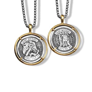 Archangel St.Michael Guardian Stainless Steel Men Necklaces Pendants 60cm Chain |Trendy for Male Jewelry | Punk Necklace|st michael pendantt