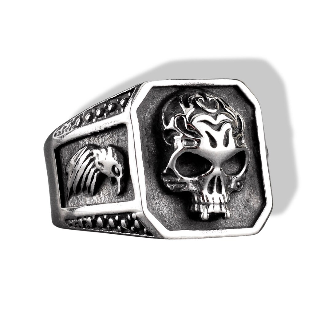 Skull Ring - Classic Style Skull Square Ring- Skull Men Ring -zombie ...