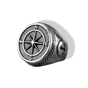 Compass Rings, Ring of Navigator Compass ,Vintage Compass Ring, Sailor ocean Sailboat Ring , Vintage stainless steel ring
