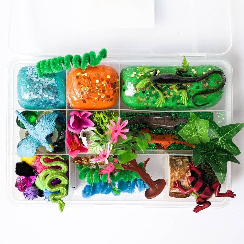 Rainforest Habitat Playdough Kit Sensory Bin Pretend Play Etsy