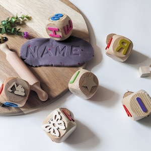 Personalized Name Dough Stamper: Wooden Playdough Tool for Kids