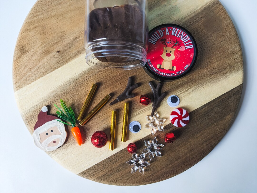 Build a Reindeer Playdough Jar Sensory Bin Pretend Play Etsy
