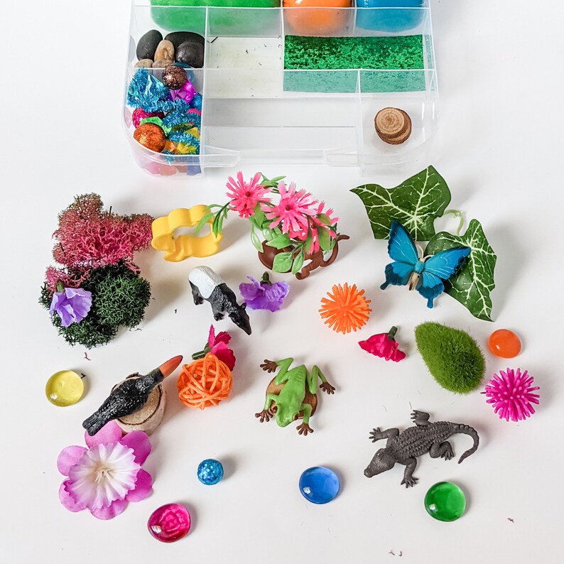 Rainforest Habitat Playdough Kit Sensory Bin Pretend Play Etsy