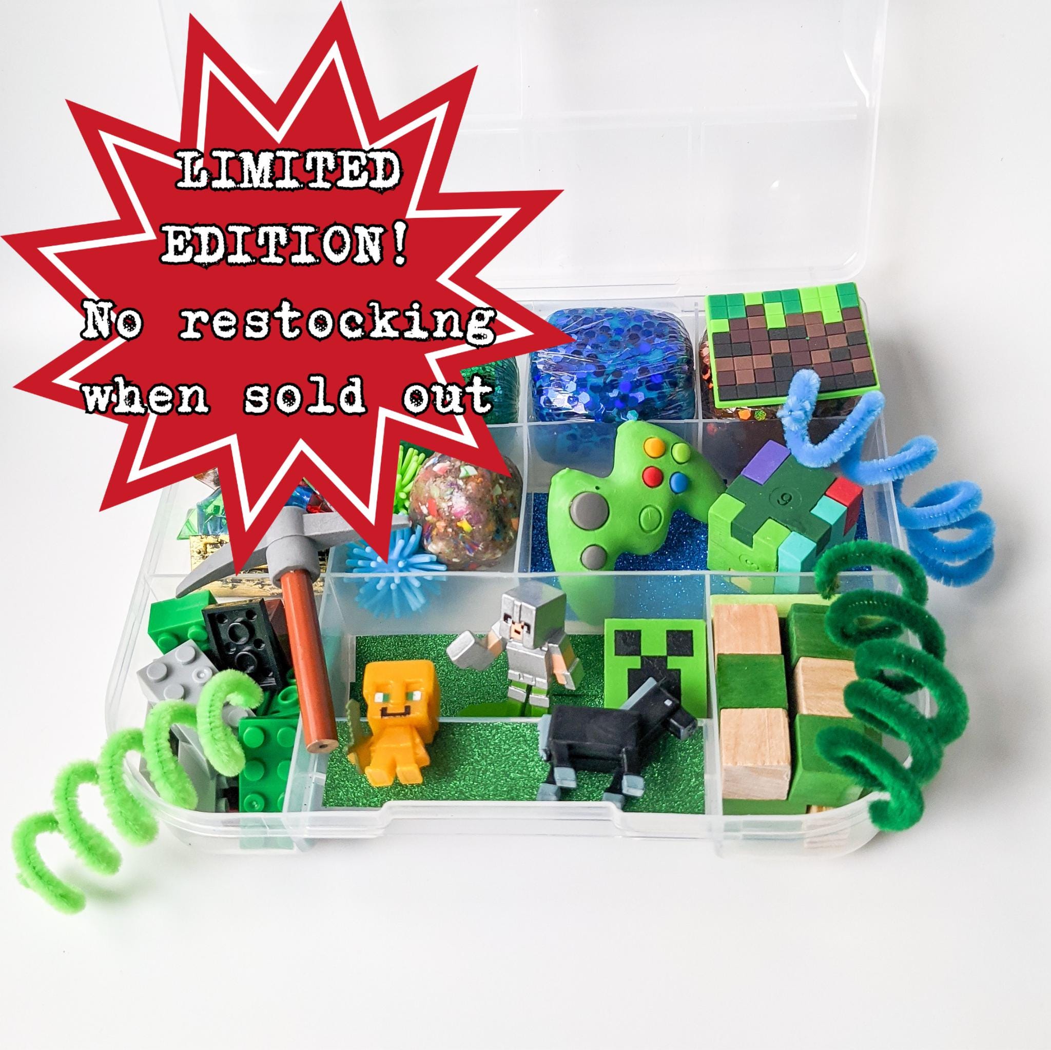 Minecraft Gamer Playdough Kit | Sensory Bin | Pretend Play | Busy Bin | Minecraft | Video Game | Gifts for Kids