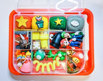 Mario Inspired Playdough Kit | Sensory Bin | Pretend Play | Busy Bin | Super Mario Brothers | Gifts for Kids