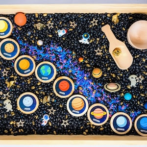 Outer Space Sensory Bin Pour and Play | Open Ended | Pretend Play | Educational Toy | Flisat Filler | Sensory Play | Gifts for Kids