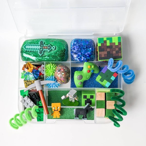 Minecraft Gamer Playdough Kit | Sensory Bin | Pretend Play | Busy Bin | Minecraft | Video Game | Gifts for Kids