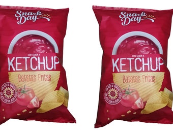 Collation de pommes de terre Chips ketchup 2 x 150 g (10,58 oz) Portugal Carré ondulé et croustillant