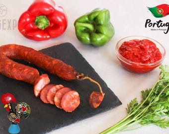 Chorizo Portuguese Traditional Sausage EXTRA Meat SPICY Portugal Serra Estrela Charcuterie Smoked