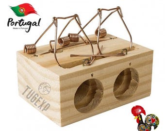 Kleine muizenval 2 gaten houten muizenval