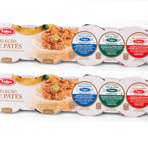 Portuguese Gourmet Food Paté Paste Mix Sardine, Tuna, Mackerel 8 x 22g