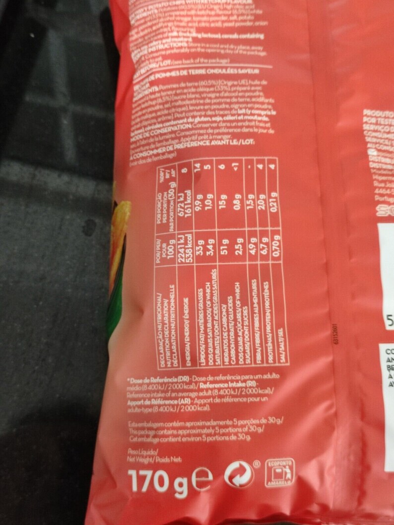 Ketchup Chips 2 X 170g 12oz Portugal Corrugated and Crisp Potato Snack