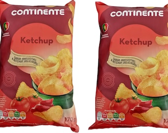 Ketchup Chips 2 x 170g (12oz) Portugal Corrugated and Crisp Potato Snack