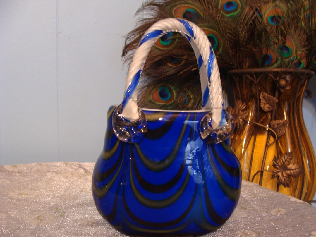 Vintage Murano Glass Purse Decorative Vase Etsy