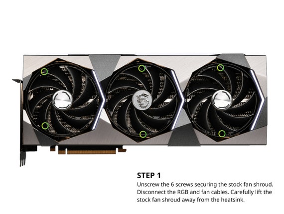 MSI Suprim X RTX 4090 Video Card Fan Shroud Deshroud 120mm Fan