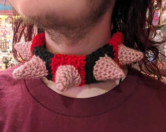 Crochet Spiked Choker, adjustable, handmade, perfect for costume, cosplay