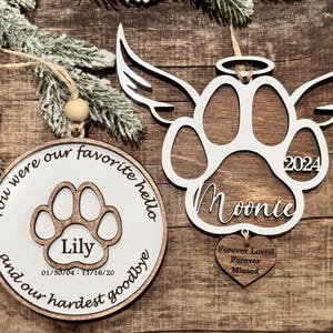 Pet Memorial Ornament | Personalized Paw Print Ornament | Angel Paw Ornament | Pet Wings Ornament | Sentimental Pet Gift | Pet Loss Gift