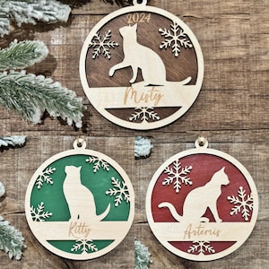 Personalized Cat Ornament | Cat Christmas Ornament | Custom Cat Ornament | Cat Wood Ornament | Cat 3D Ornament | Cat Name Ornament