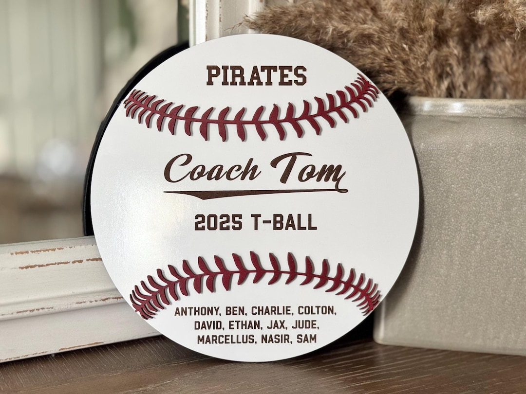 Custom 3D Baseball Coach Plaque | Personalized Wooden Baseball Sign ...