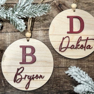 Christmas Name Ornament | Personalized Ornament | Initial Name Ornament | Wooden Ornament | Christmas 3D Ornament | Custom Name Ornament