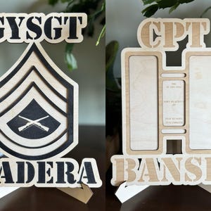 Military Rank Sign | Personalized Rank Plate | Custom Rank Plaques | Army Navy Air Force Marine Rank Sign | Military Retirement Gift | Honor