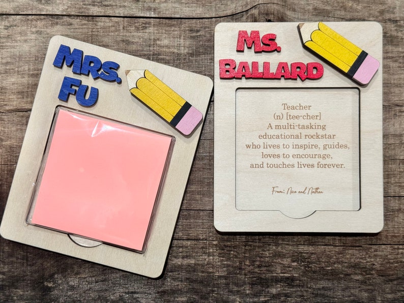 Personalized Teacher Notepad Holder | Pencil Sticky Note Holder Gift ...