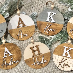 Christmas Name Ornament | Personalized Ornament | Initial Name Ornament | Wooden Ornament | Christmas 3D Ornament | Custom Name Ornament