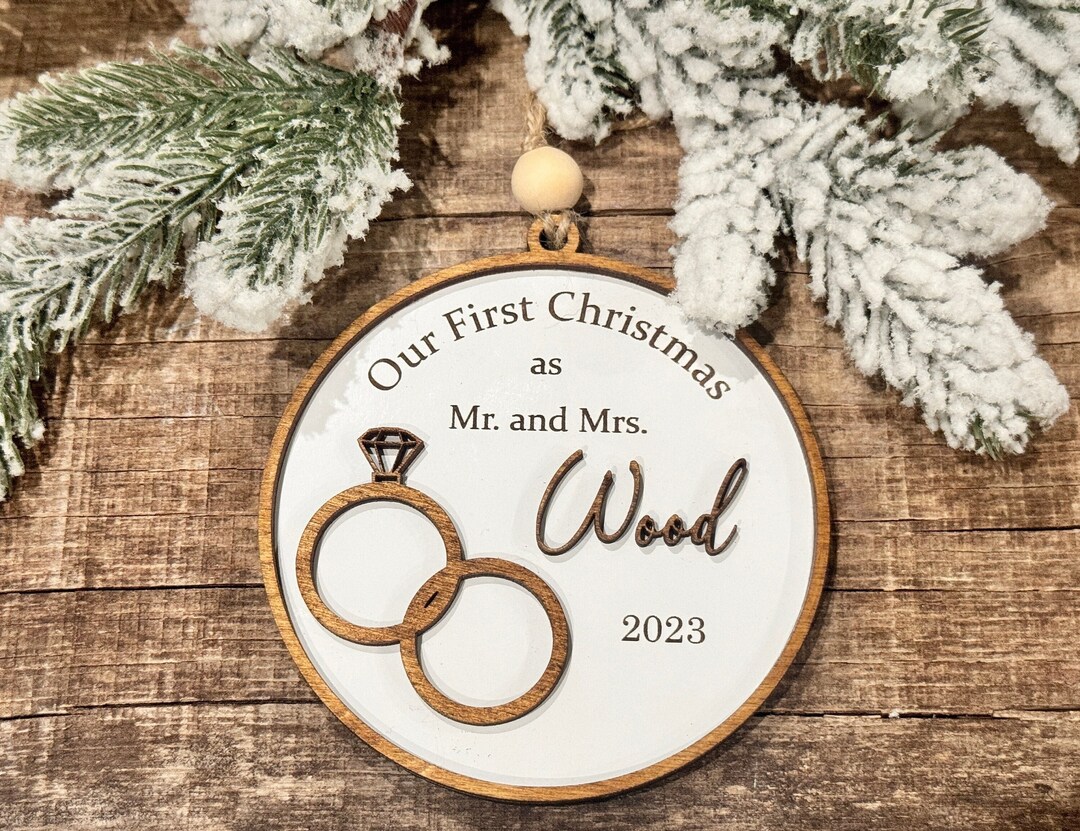 First Christmas As Married Couples - Personalized Glass Ornament