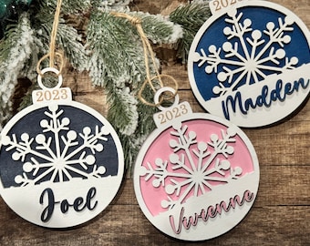 Snowflake Name Ornament | Personalized Snowflake Ornament | 3D Wood Ornament | Wooden Ornament | 3D Layer Ornament | Christmas Name Ornament