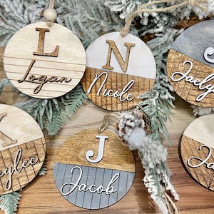 Christmas Name Ornament | Personalized Ornament | Initial Name Ornament | Wooden Ornament | Christmas 3D Ornament | Custom Name Ornament
