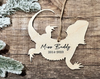 Personalized Bearded Dragon Ornament | Lizard Name Ornament | Reptile Ornament | Beardie Christmas Ornament | Bearded Dragon Memorial