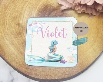 Personalized Kids Mermaid Coaster, Under the Sea Party Decor
