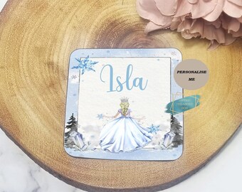 Personalized Ice Queen Coaster, Princess Party Decor