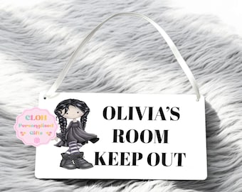 Personalised Kids Door Sign, Goth Girl Door Plaque, Kids Bedroom Door Sign, Acrylic Door Plaque, Kids Bedroom Gifts , Gothic Decor