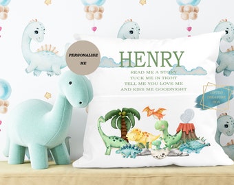 Personalized Kids Dinosaur Book Cushion, Storytime Pillow