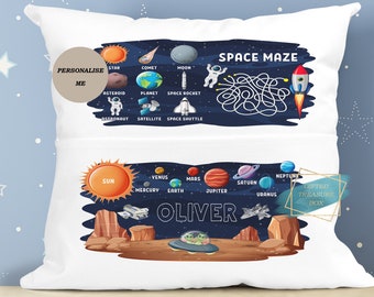 Personalized Kids Space Learning Cushion, Storytime Pillow